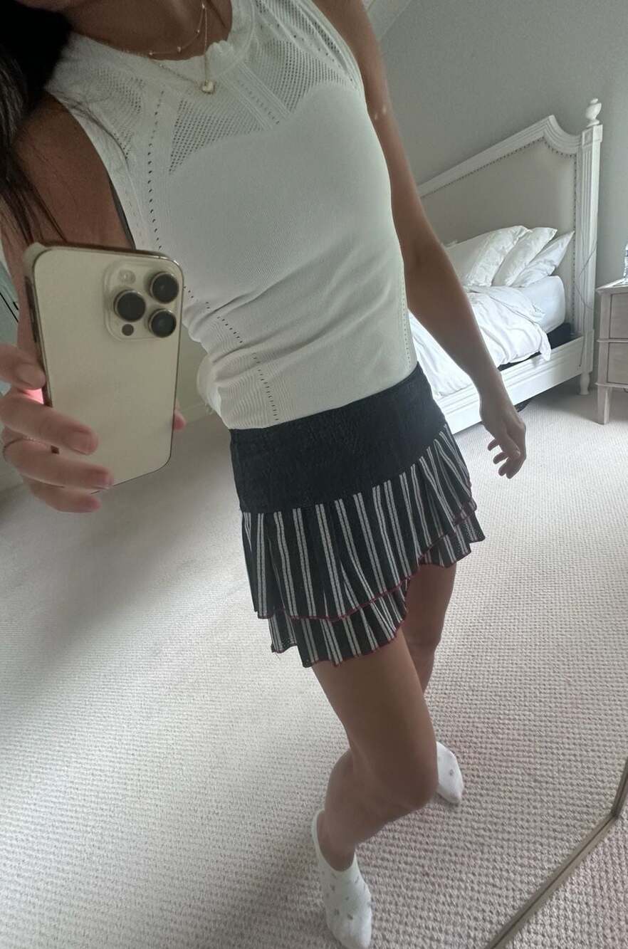 Lucky In Love Striped Pleated Athletic Skort